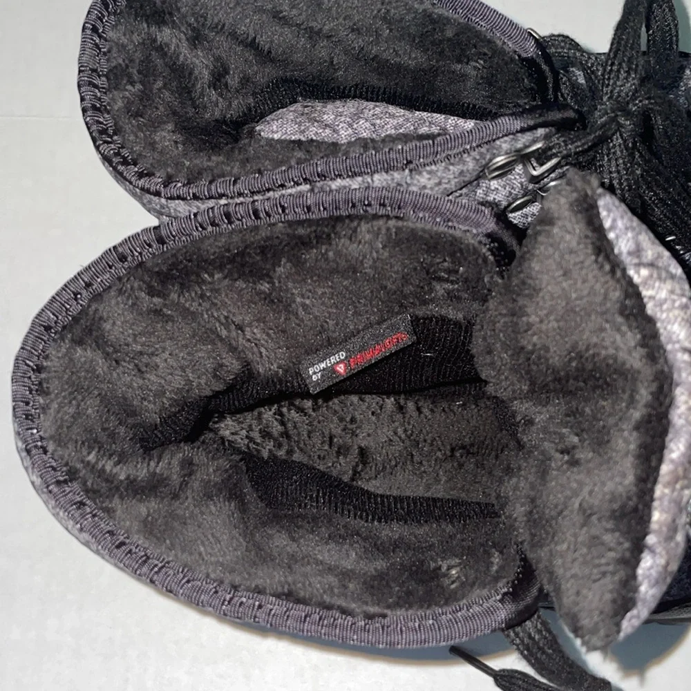 North Face Thermoball Lace II Faux Fur Boots W/ Box - Black & Plum - Size 9